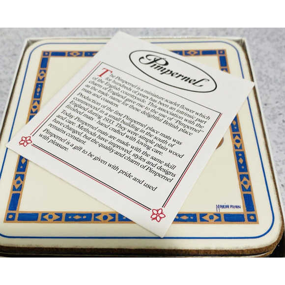 NEW Vintage Pimpernel Coasters Blue/White Teacups Boxed Set of 6 Cork England - Picture 8 of 11